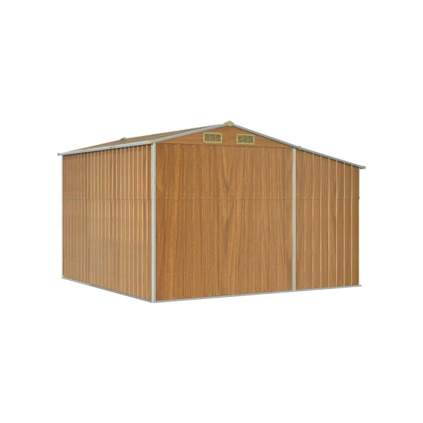 Abri de jardin en Métal Imitation Bois 7,72m² + Bûcher Abri Métallique de rangement