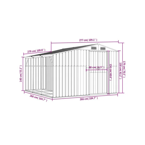 Abri de jardin en Métal Imitation Bois 7,72m² + Bûcher Abri Métallique de rangement