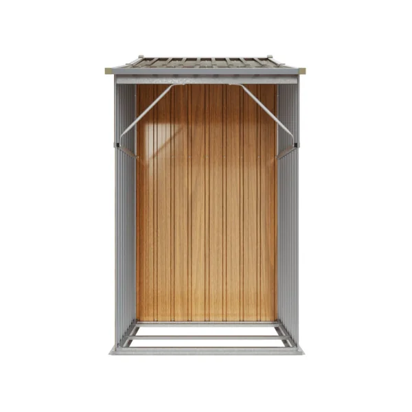 Abri de jardin en Métal Imitation Bois + Bûcher Abri Métallique de rangement
