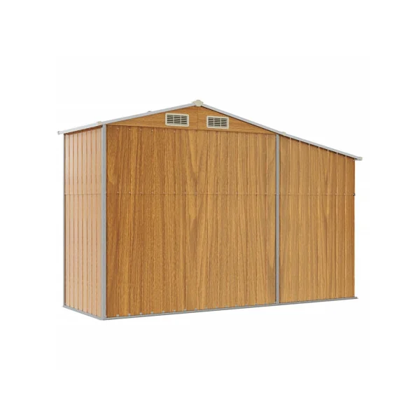 Abri de jardin en Métal Imitation Bois + Bûcher Abri Métallique de rangement