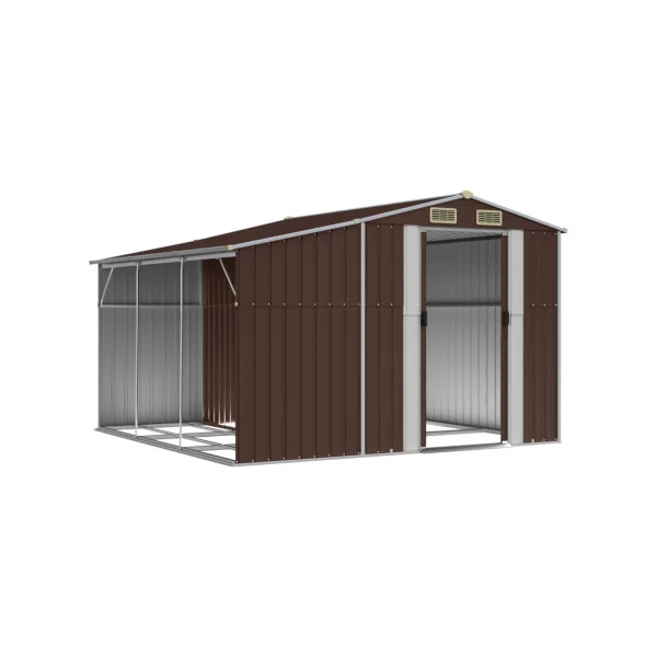 Abri de jardin en Métal Marron 7,72m² + Bûcher Abri Métallique de rangement