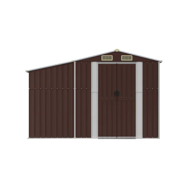 Abri de jardin en Métal Marron 7,72m² + Bûcher Abri Métallique de rangement