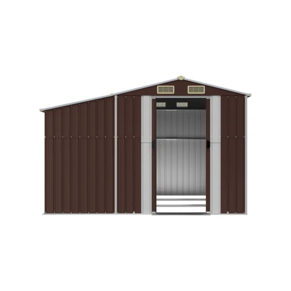 Abri de jardin en Métal Marron 7,72m² + Bûcher Abri Métallique de rangement