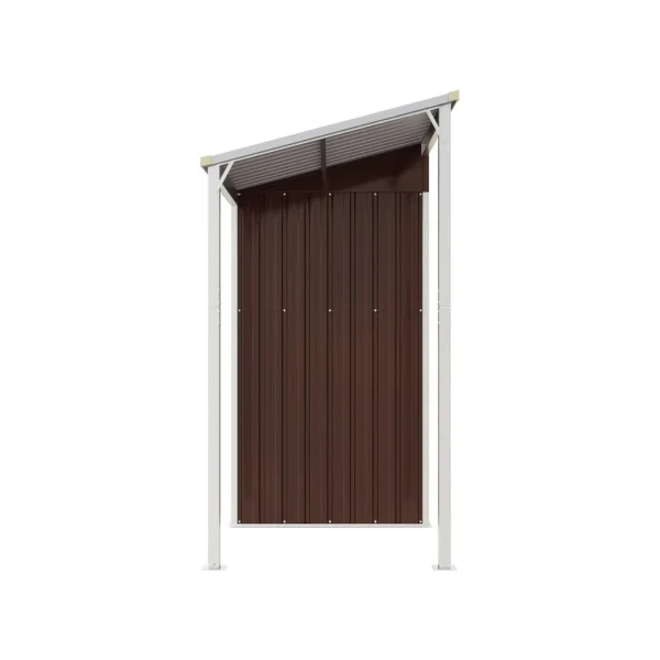 Abri de jardin en Métal Marron + Auvent Abri métallique de rangement