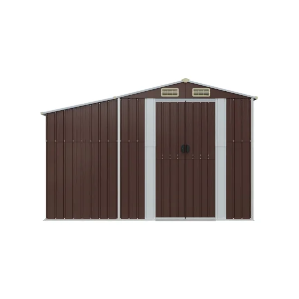 Abri de jardin en Métal Marron + Bûcher Abri Métallique de rangement