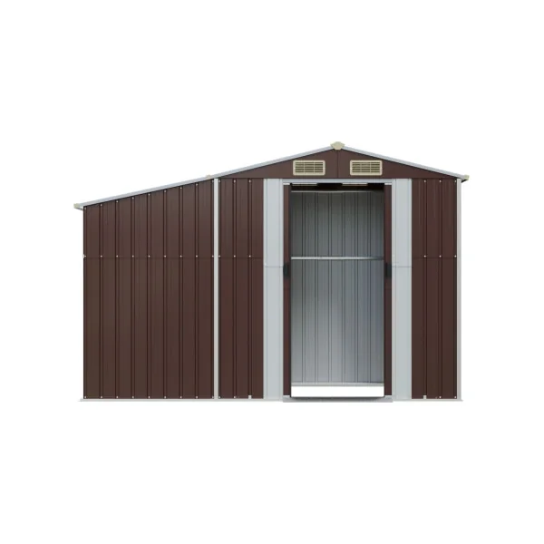 Abri de jardin en Métal Marron + Bûcher Abri Métallique de rangement