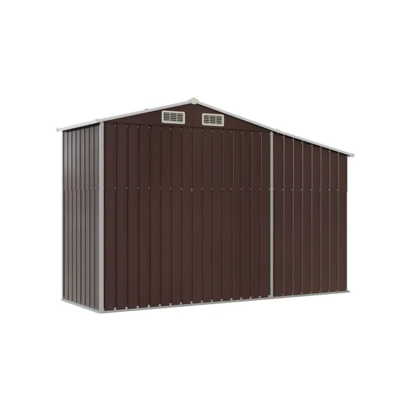 Abri de jardin en Métal Marron + Bûcher Abri Métallique de rangement