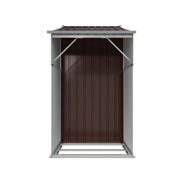 Abri de jardin en Métal Marron + Bûcher Abri Métallique de rangement
