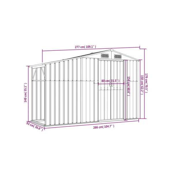 Abri de jardin en Métal Marron + Bûcher Abri Métallique de rangement