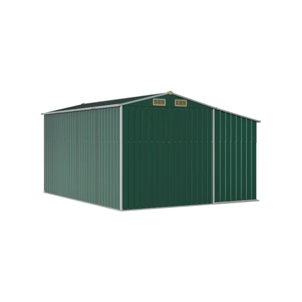 Abri de jardin en Métal Vert 10,12m² + Bûcher Abri Métallique de rangement