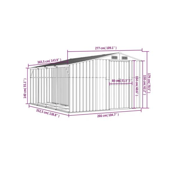 Abri de jardin en Métal Vert 10,12m² + Bûcher Abri Métallique de rangement