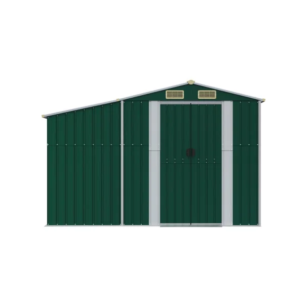 Abri de jardin en Métal Vert 5,31m² + Bûcher Abri Métallique de rangement