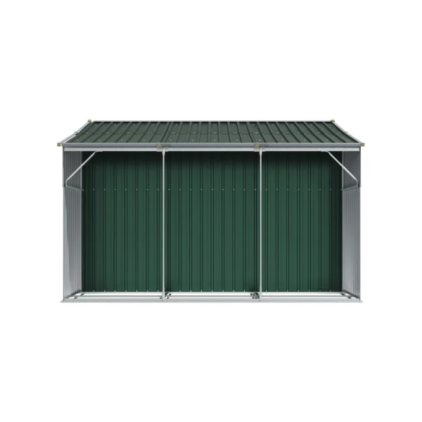 Abri de jardin en Métal Vert 7,72m² + Bûcher Abri Métallique de rangement