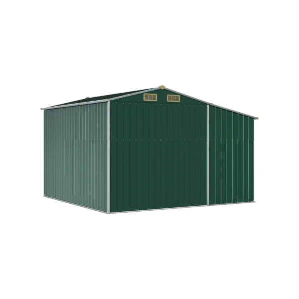 Abri de jardin en Métal Vert 7,72m² + Bûcher Abri Métallique de rangement