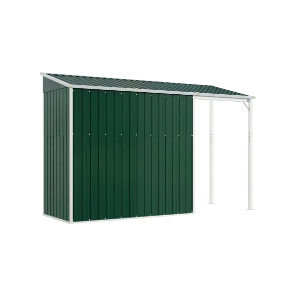 Abri de jardin en Métal Vert + Auvent Abri métallique de rangement