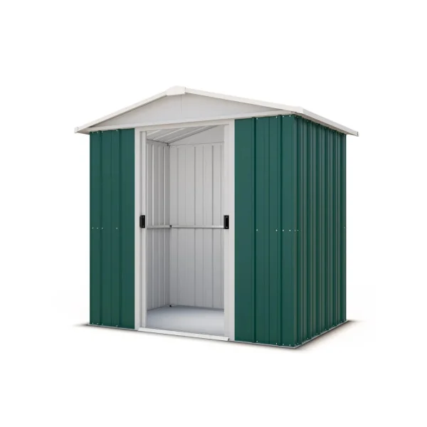 Abri de jardin en métal vert et blanc 2,77m² + kit ancrage Abri jardin métallique rangement bois outillage de jardin