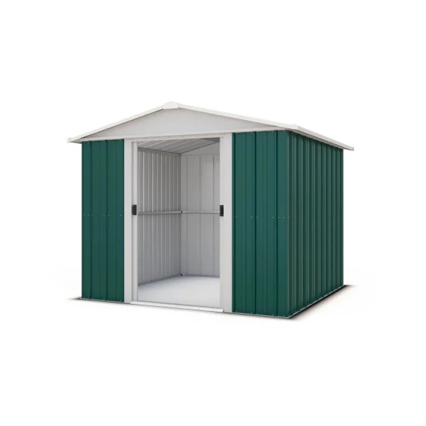 Abri de jardin en métal vert et blanc 5,25m² + kit ancrage Abri jardin métallique rangement bois outillage de jardin