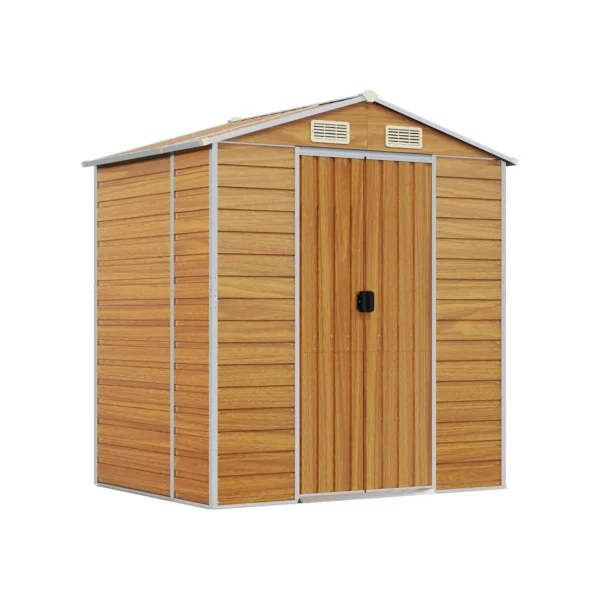 Abri de jardin Galvanisé Imitation Bois 2,48m² Rangement Jardin Outillage Abri à outils Métallique