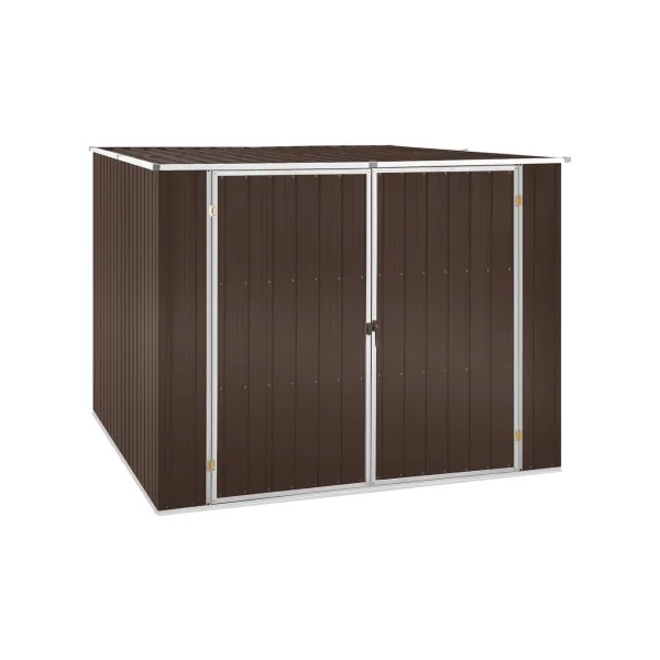 Abri de jardin Marron monopente 3,86m² Abri jardin métallique rangement bois outillage de jardin