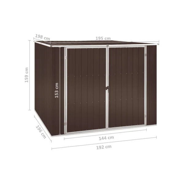 Abri de jardin Marron monopente 3,86m² Abri jardin métallique rangement bois outillage de jardin
