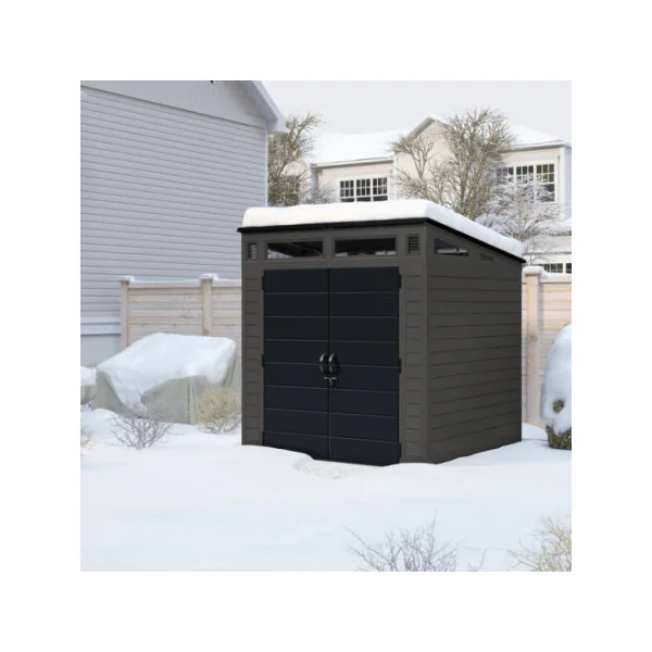 Abri de Jardin Monopente Anthracite 4,90m² en Polyéthylène 25mm avec Plancher