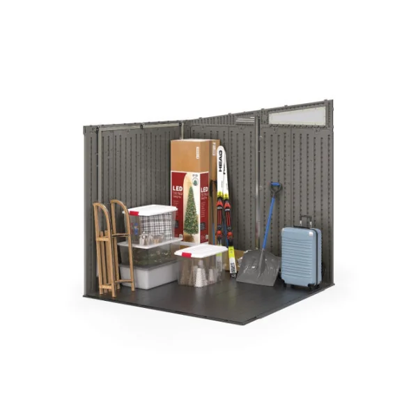 Abri de Jardin Monopente Anthracite 4,90m² en Polyéthylène 25mm avec Plancher