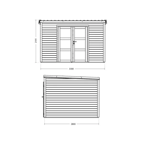Abri de jardin monopente Toiture Galvanisée en bois massif d'épicéa 10,37m² en madrier Abri en bois Stockage extérieur