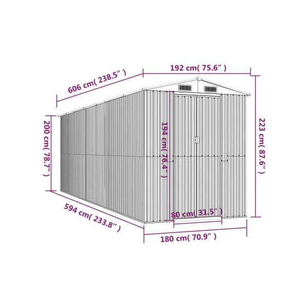 Abri de jardin métal 11,63m² imitation bois abri jardin métallique