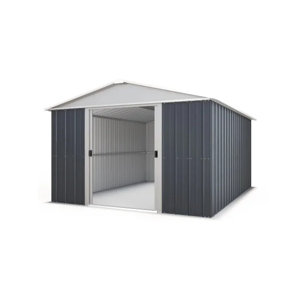 Abri de jardin métal 11,99 m² Anthracite + kit ancrage Abri jardin métallique rangement bois outillage de jardin