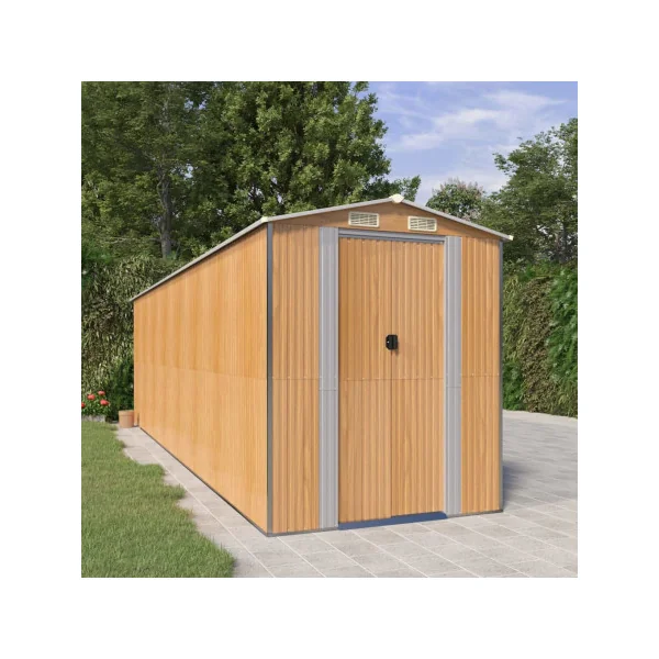 Abri de jardin métal 13,22m² imitation bois abri jardin métallique