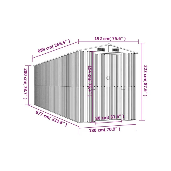 Abri de jardin métal 13,22m² imitation bois abri jardin métallique