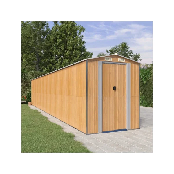 Abri de jardin métal 19,60m² imitation bois abri jardin métallique
