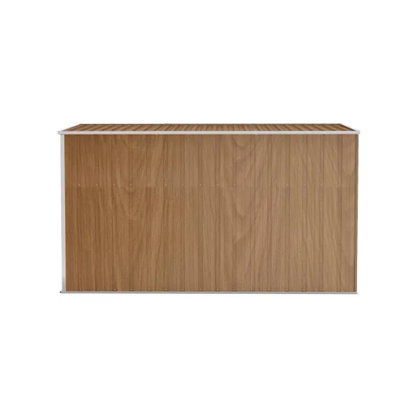 Abri de jardin métal 3,39m² adossé à un mur imitation bois Abri jardin métallique