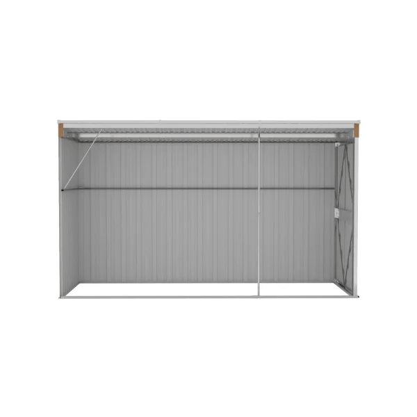 Abri de jardin métal 3,39m² adossé à un mur imitation bois Abri jardin métallique