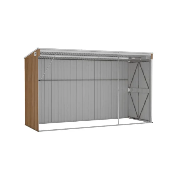Abri de jardin métal 3,39m² adossé à un mur imitation bois Abri jardin métallique