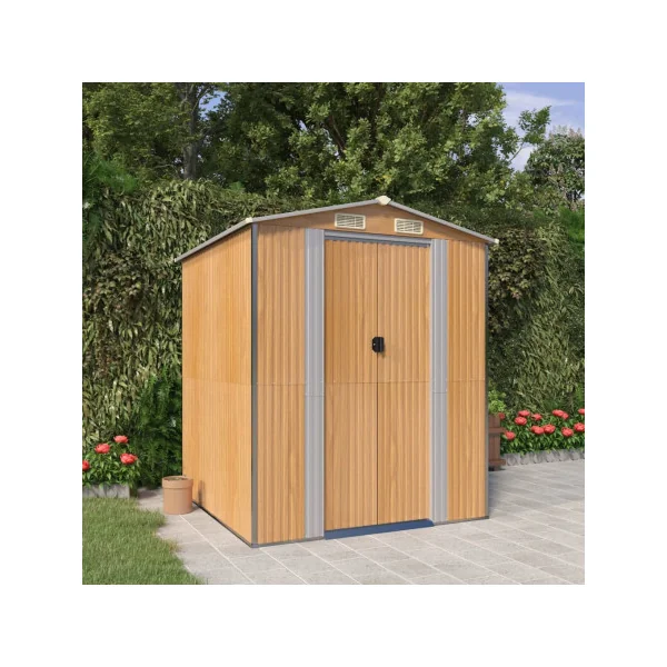 Abri de jardin métal 3,66m² imitation bois abri jardin métallique