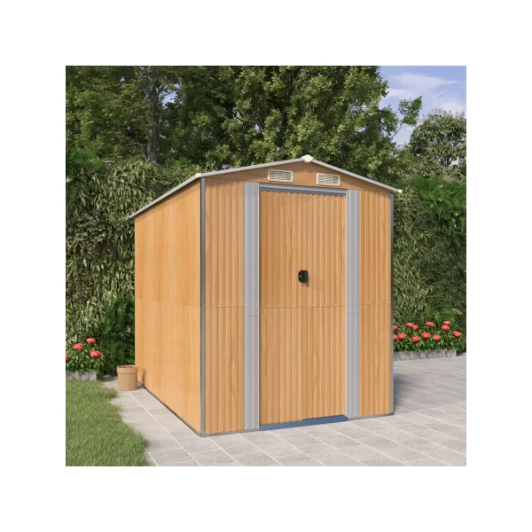 Abri de jardin métal 5,26m² imitation bois abri jardin métallique