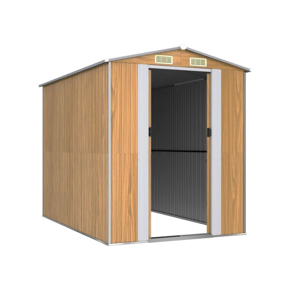 Abri de jardin métal 5,26m² imitation bois abri jardin métallique