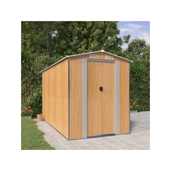 Abri de jardin métal 6,85m² imitation bois abri jardin métallique