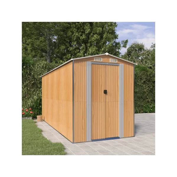 Abri de jardin métal 8,44m² imitation bois abri jardin métallique