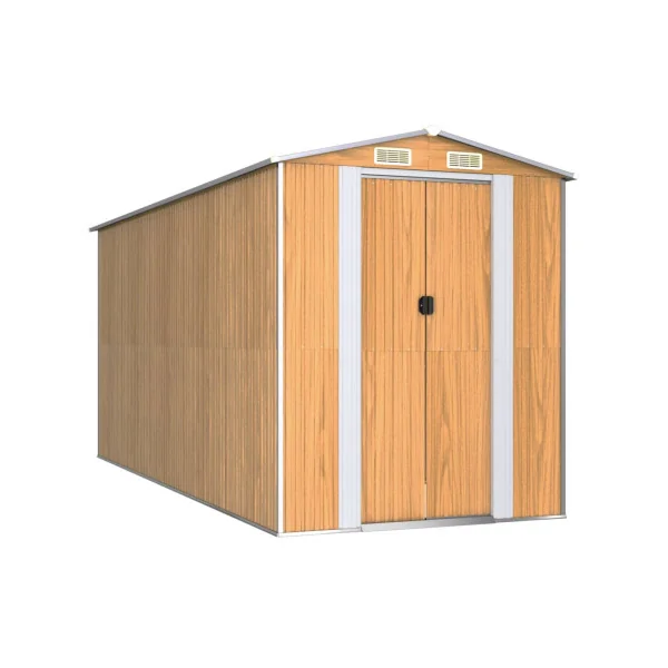 Abri de jardin métal 8,44m² imitation bois abri jardin métallique