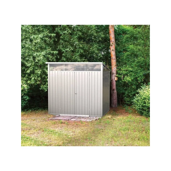 Abri de jardin métal Alu Blanc Monopente 5,20 m² + Kit Ancrage + Kit Fondation Abri métallique