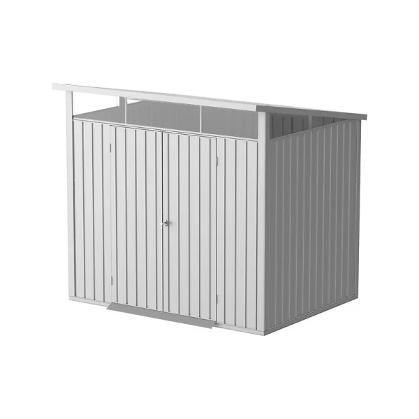 Abri de jardin métal Alu Blanc Monopente 5,20 m² + Kit Ancrage + Kit Fondation Abri métallique