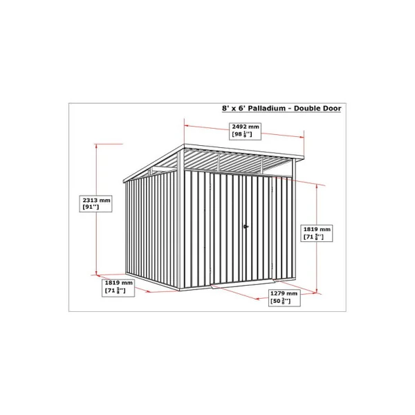 Abri de jardin métal Alu Blanc Monopente 5,20 m² + Kit Ancrage + Kit Fondation Abri métallique