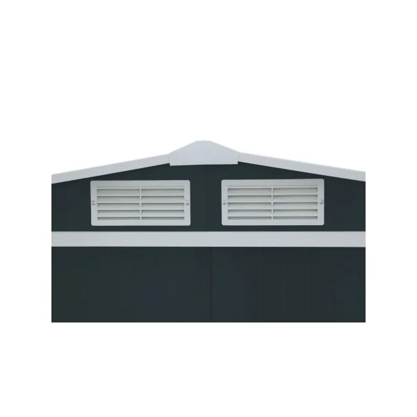 Abri de jardin métal Anthracite 11,70 m² + kit ancrage Abri métallique stockage bois outillage