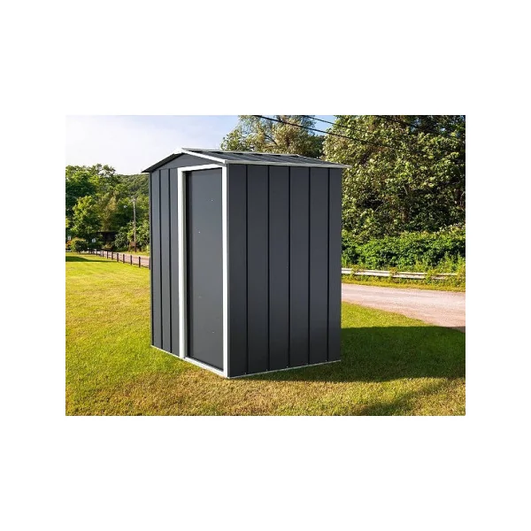 Abri de jardin métal anthracite 1,96 m² + kit ancrage Abri métallique stockage bois outillage