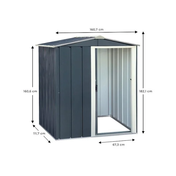 Abri de jardin métal anthracite 1,96 m² + kit ancrage Abri métallique stockage bois outillage