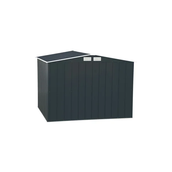 Abri de jardin métal Anthracite 6,34 m² + kit ancrage Abri métallique stockage bois outillage