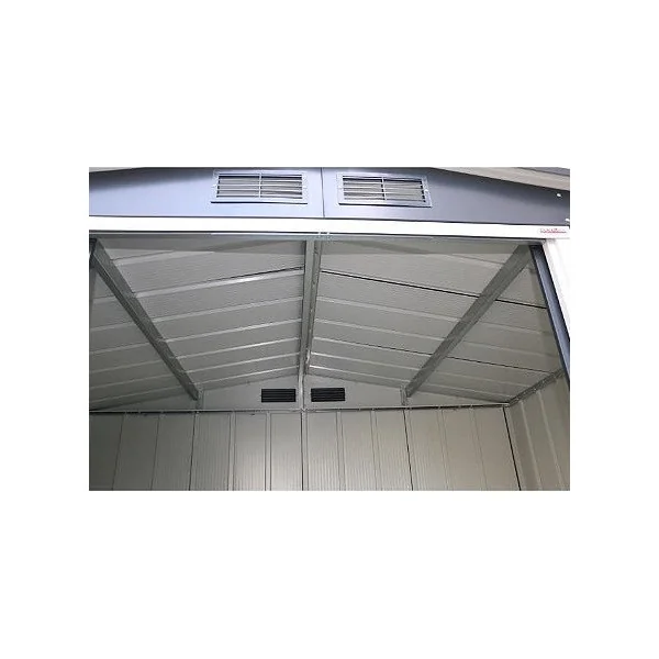 Abri de jardin métal Anthracite 6,34 m² + kit ancrage Abri métallique stockage bois outillage