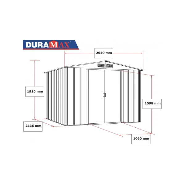 Abri de jardin métal Anthracite 6,34 m² + kit ancrage Abri métallique stockage bois outillage